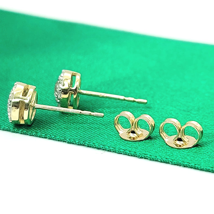 Ladies Yellow Gold 9ct (375,9k) Natural 22x Diamond Chips (0.50ct) Round Studs