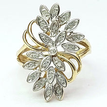 Load image into Gallery viewer, Ladies Yellow Gold 9ct (375,9K) Unique Floral Formation Cluster Diamonds Ring
