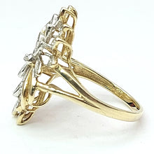Load image into Gallery viewer, Ladies Yellow Gold 9ct (375,9K) Unique Floral Formation Cluster Diamonds Ring
