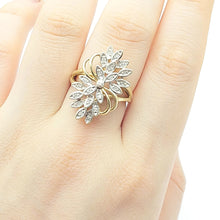 Load image into Gallery viewer, Ladies Yellow Gold 9ct (375,9K) Unique Floral Formation Cluster Diamonds Ring
