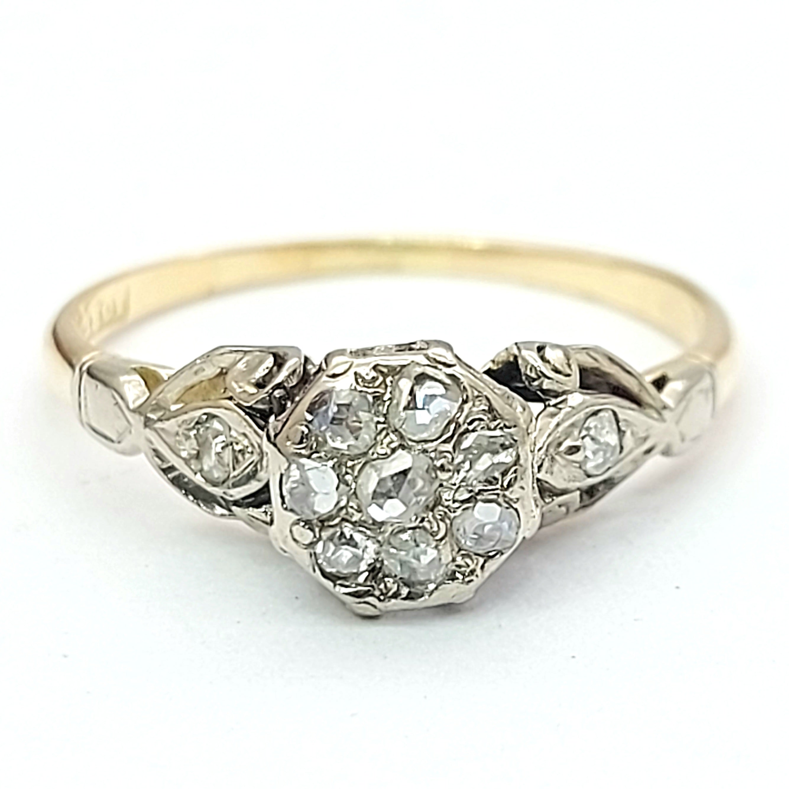 Ladies Yellow Gold 18ct(750,18K) Vintage Old European Cut Natural Diamonds Ring