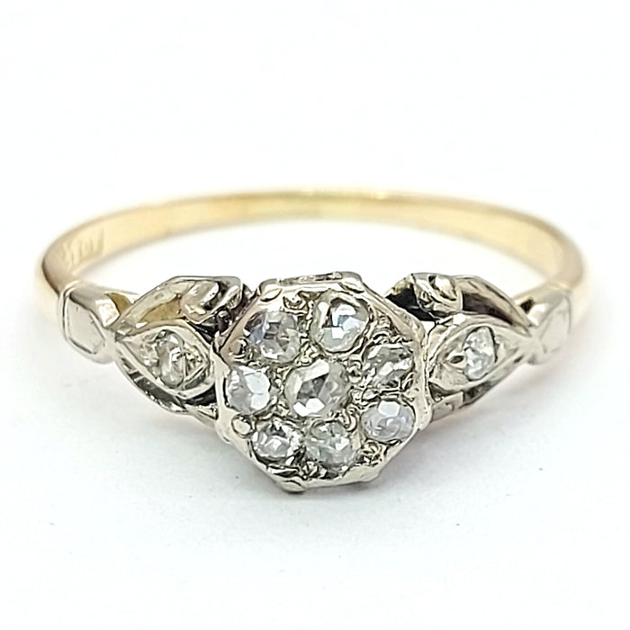 Ladies Yellow Gold 18ct(750,18K) Vintage Old European Cut Natural Diamonds Ring