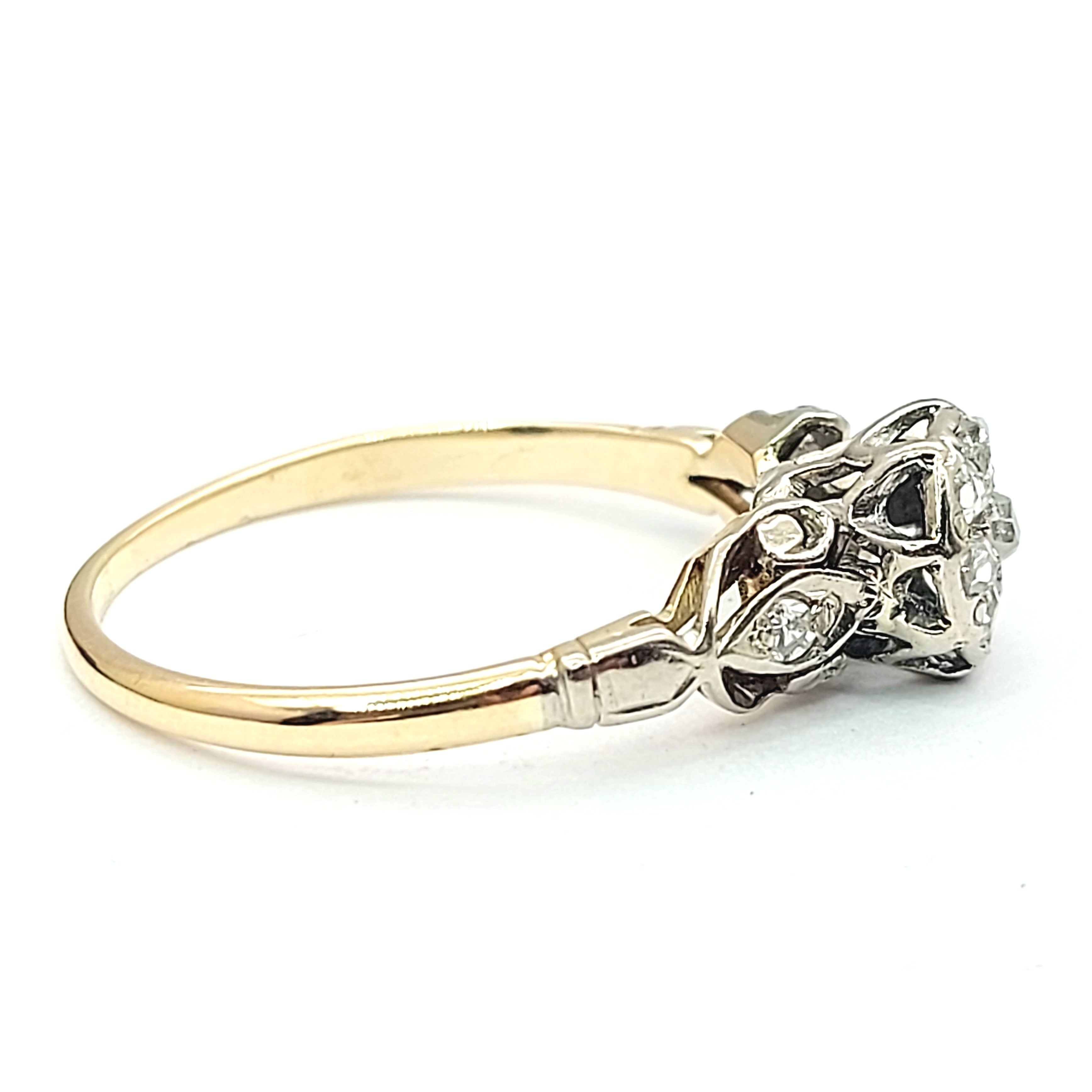 Ladies Yellow Gold 18ct(750,18K) Vintage Old European Cut Natural Diamonds Ring