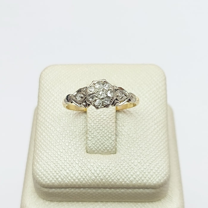 Ladies Yellow Gold 18ct(750,18K) Vintage Old European Cut Natural Diamonds Ring
