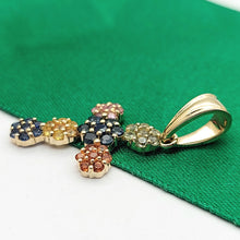 Load image into Gallery viewer, Ladies Yellow Gold 9ct (375, 9k) Unique Multi-Stones Floral Cross Pendant
