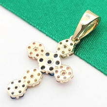 Load image into Gallery viewer, Ladies Yellow Gold 9ct (375, 9k) Unique Multi-Stones Floral Cross Pendant
