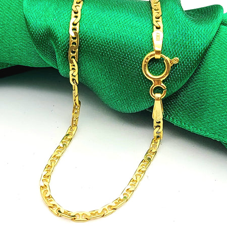Ladies Italian Yellow Gold 14ct (585, 14K) Dainty Mariner Curb Bracelet