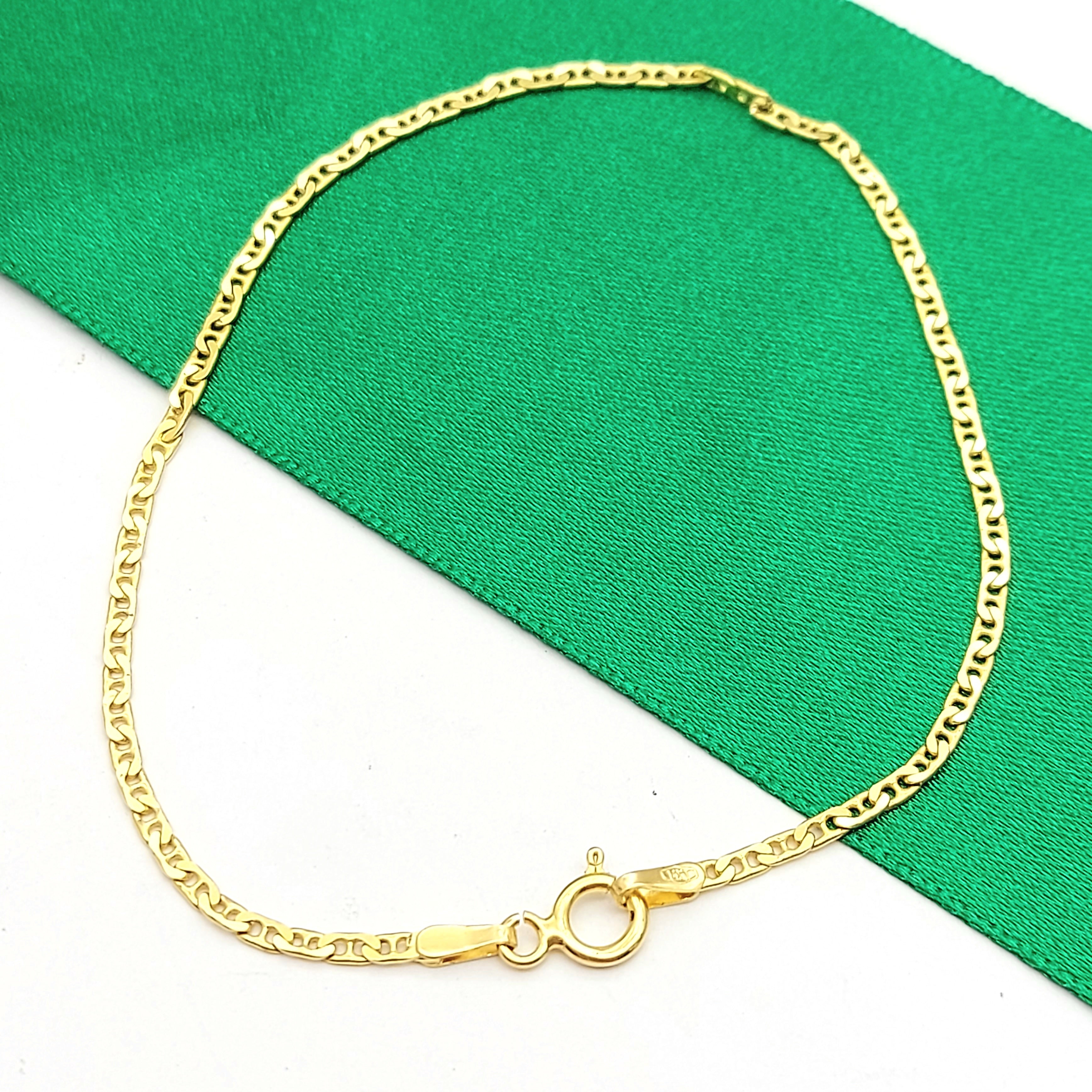 Ladies Italian Yellow Gold 14ct (585, 14K) Dainty Mariner Curb Bracelet