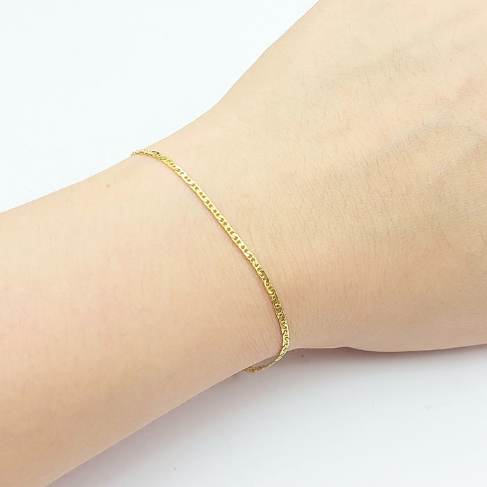 Ladies Italian Yellow Gold 14ct (585, 14K) Dainty Mariner Curb Bracelet