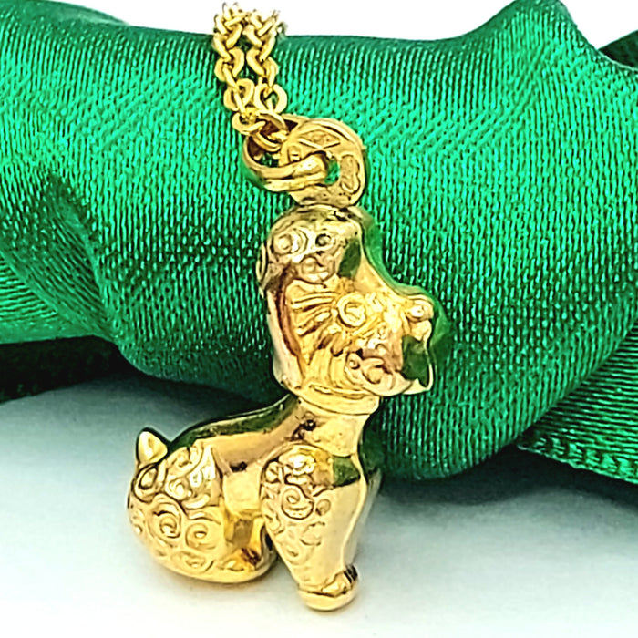 Toy Poodle Yellow Gold 9ct (375, 9K) Rare Handmade High Quality Dog Pendant
