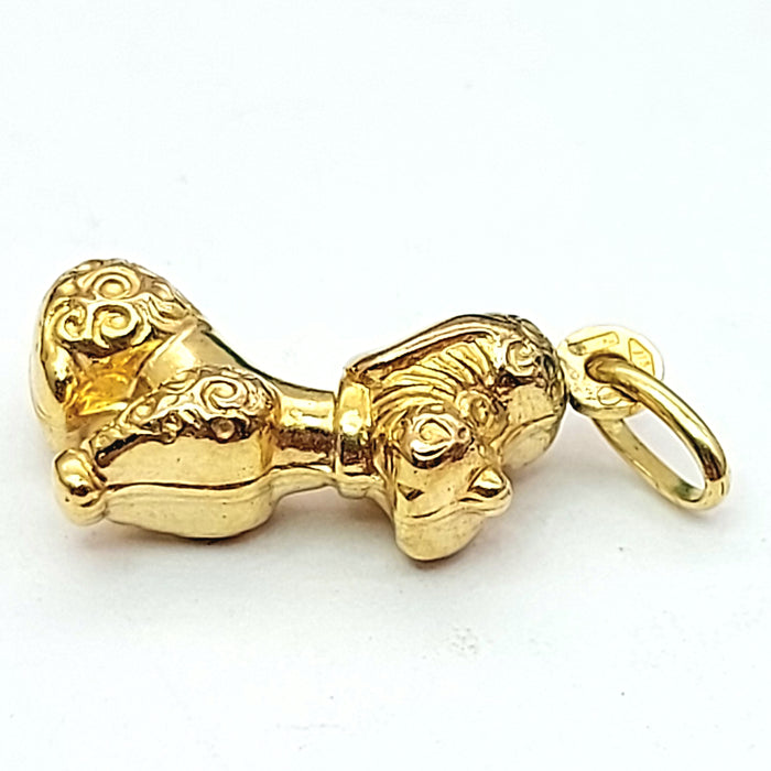 Toy Poodle Yellow Gold 9ct (375, 9K) Rare Handmade High Quality Dog Pendant