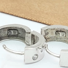 Load image into Gallery viewer, Ladies White Gold 9ct (375, 9K) High Quality Petite Cubics Bezel Huggies
