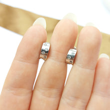 Load image into Gallery viewer, Ladies White Gold 9ct (375, 9K) High Quality Petite Cubics Bezel Huggies
