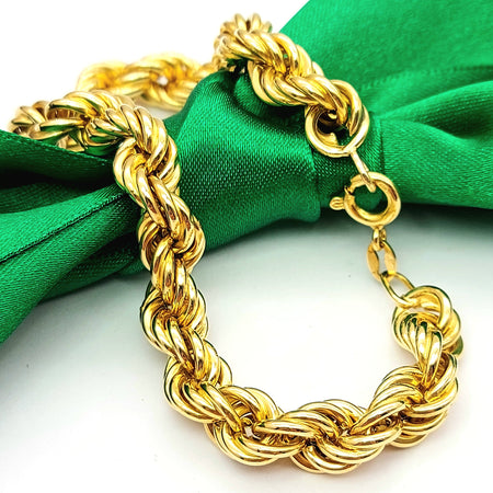Ladies Yellow Gold 18ct (750, 18K) High Quality Twisted Rope Chain Bracelet
