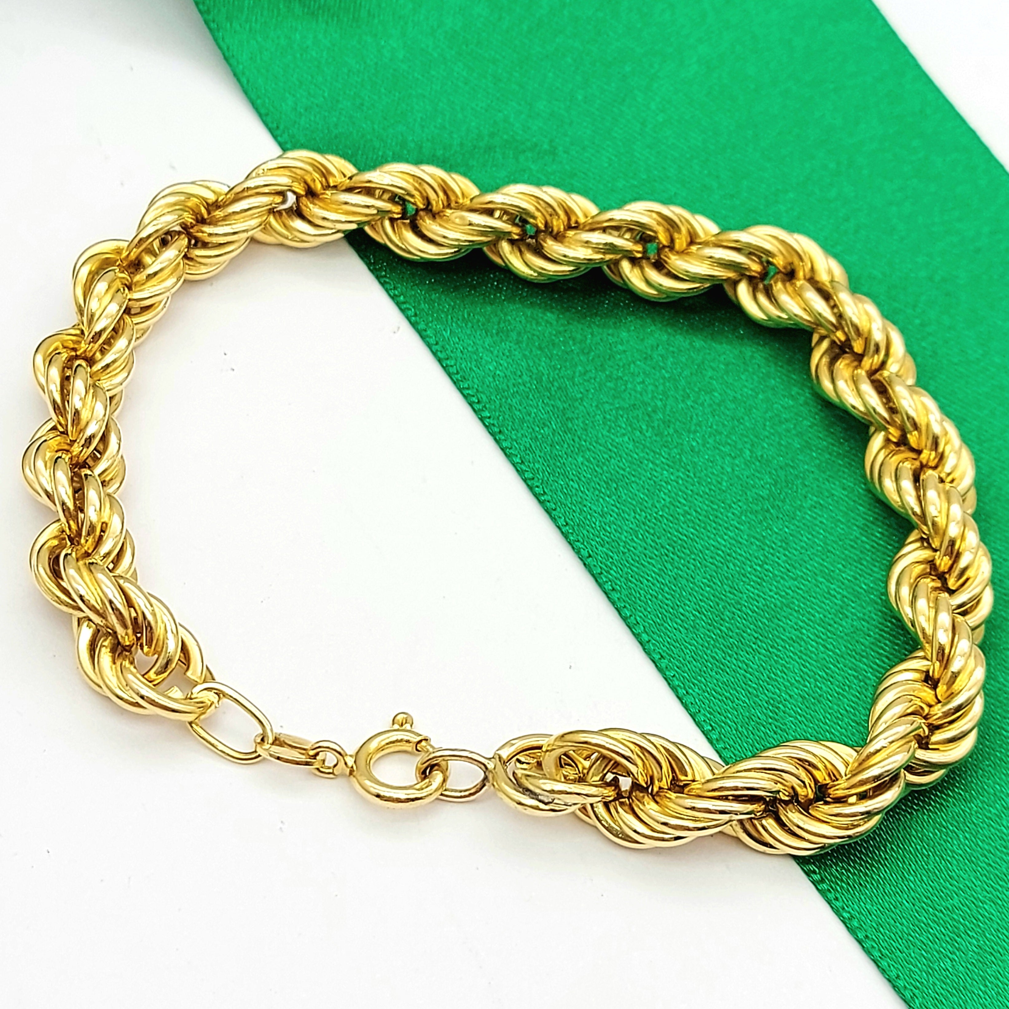 Ladies Yellow Gold 18ct (750, 18K) High Quality Twisted Rope Chain Bracelet