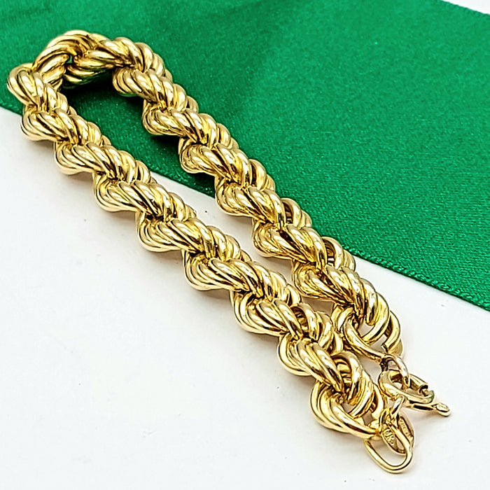 Ladies Yellow Gold 18ct (750, 18K) High Quality Twisted Rope Chain Bracelet