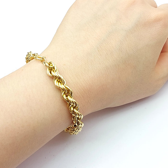 Ladies Yellow Gold 18ct (750, 18K) High Quality Twisted Rope Chain Bracelet
