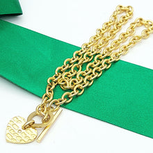 Load image into Gallery viewer, Ladies Yellow Gold 9ct (375, 9k) Rare Heart Tag With Diamond Toggle Necklace
