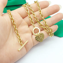 Load image into Gallery viewer, Ladies Yellow Gold 9ct (375, 9k) Rare Heart Tag With Diamond Toggle Necklace
