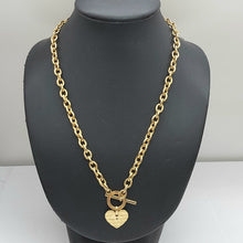 Load image into Gallery viewer, Ladies Yellow Gold 9ct (375, 9k) Rare Heart Tag With Diamond Toggle Necklace
