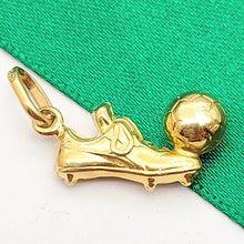 Load image into Gallery viewer, Cleats &amp; Soccer Ball Yellow Gold 14ct (585, 14K) Handmade High Quality Pendant
