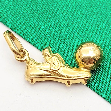 Cleats & Soccer Ball Yellow Gold 14ct (585, 14K) Handmade High Quality Pendant
