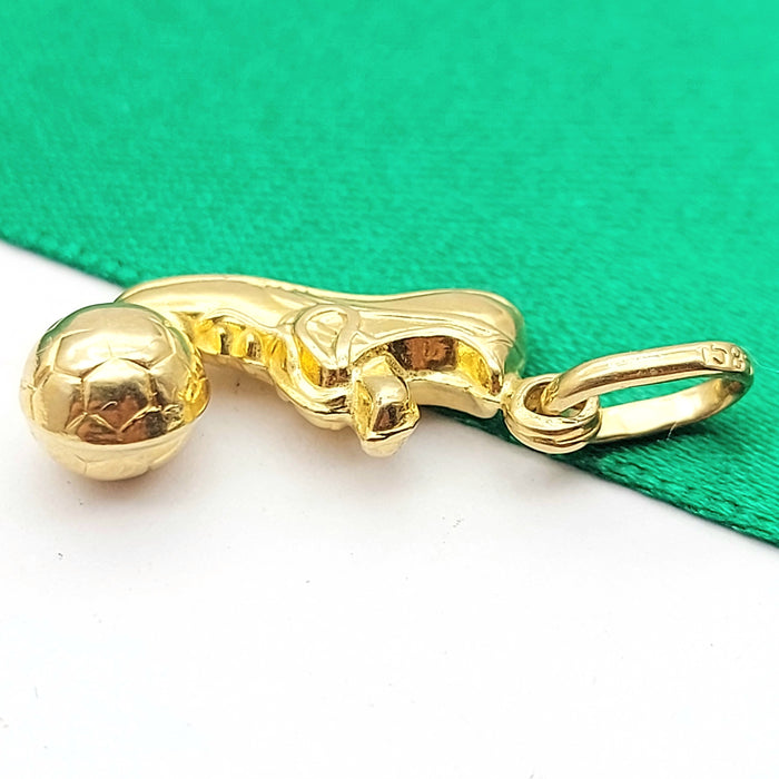 Cleats & Soccer Ball Yellow Gold 14ct (585, 14K) Handmade High Quality Pendant