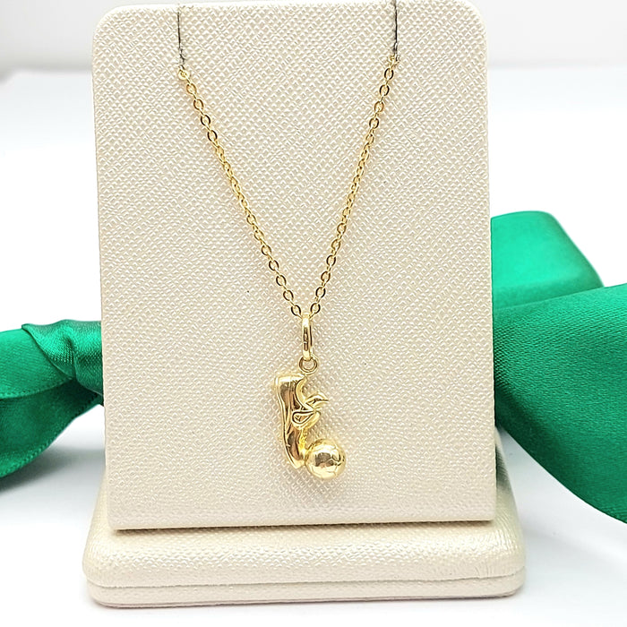 Cleats & Soccer Ball Yellow Gold 14ct (585, 14K) Handmade High Quality Pendant