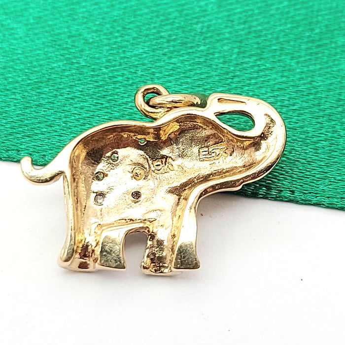 Elephant Diamond Chips Yellow Gold 9ct (375, 9K) High Quality Charm/Pendant
