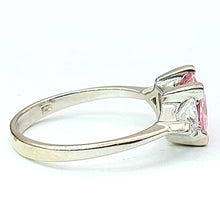 Load image into Gallery viewer, Ladies White Gold 9ct (375,9K) Princess Cut Pink Sapphire &amp; Diamantes Ring
