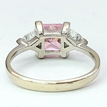 Load image into Gallery viewer, Ladies White Gold 9ct (375,9K) Princess Cut Pink Sapphire &amp; Diamantes Ring
