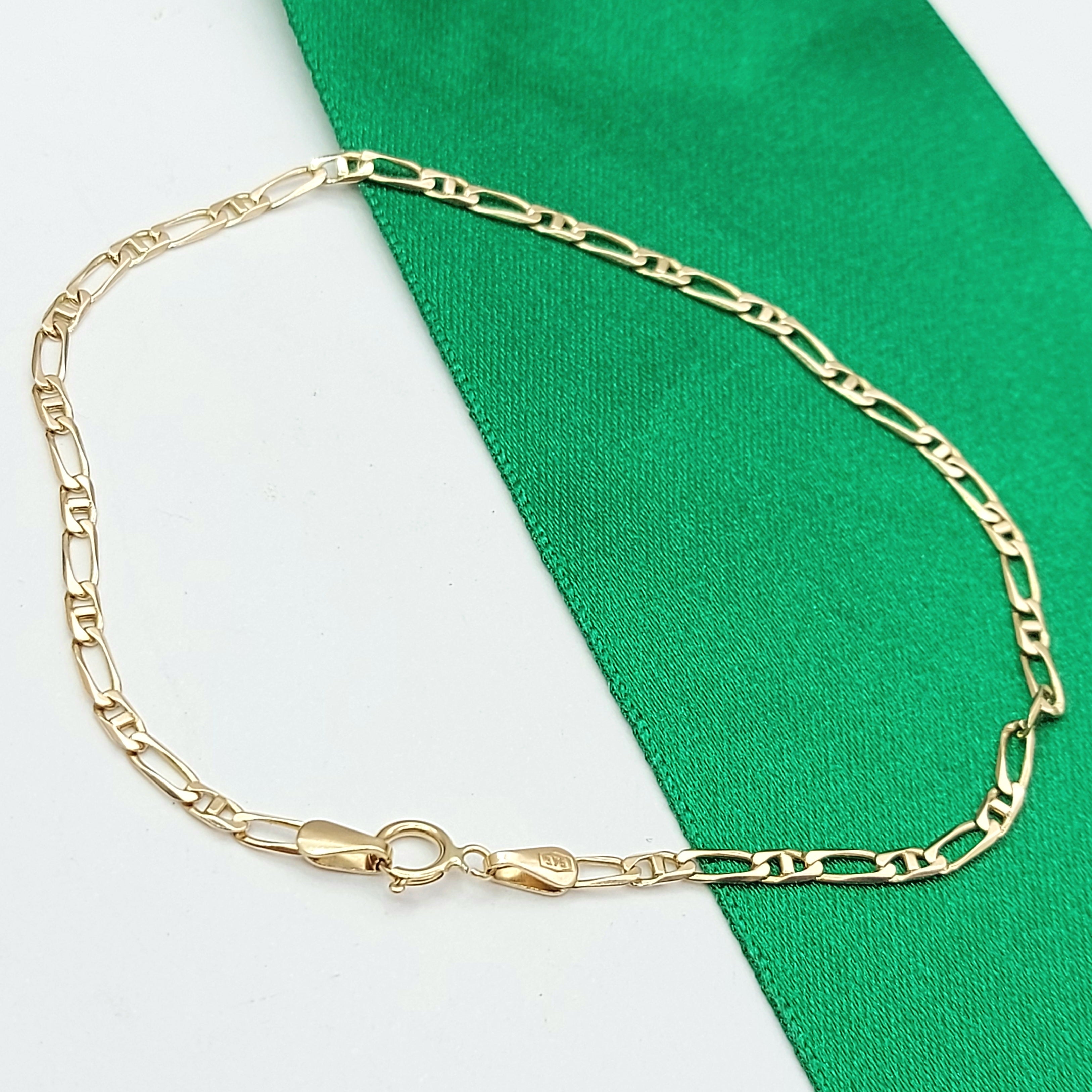 Ladies Italian Yellow Gold 9ct (375, 9K) Dainty Curb & Mariner Link Bracelet