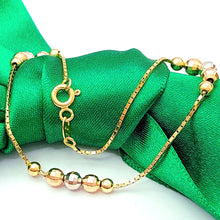 Load image into Gallery viewer, Ladies Tri-Tone Gold 14ct (585,14k) High Quality Disco Cut Beads Dainty Bracelet
