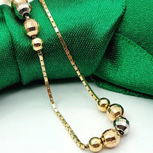 Load image into Gallery viewer, Ladies Tri-Tone Gold 14ct (585,14k) High Quality Disco Cut Beads Dainty Bracelet
