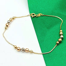 Load image into Gallery viewer, Ladies Tri-Tone Gold 14ct (585,14k) High Quality Disco Cut Beads Dainty Bracelet
