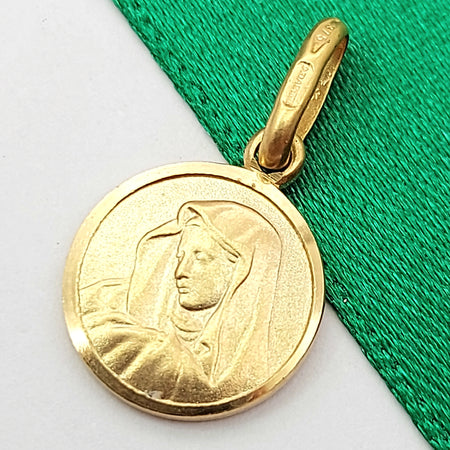 Virgin Mary Yellow Gold 9ct (375, 9K) Round Handmade High Quality Charm