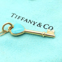 Load image into Gallery viewer, Ladies Yellow Gold 18ct (750,18K) Tiffany &amp; Co. Blue Enamel Heart Key Necklace

