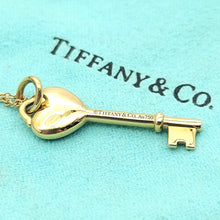 Load image into Gallery viewer, Ladies Yellow Gold 18ct (750,18K) Tiffany &amp; Co. Blue Enamel Heart Key Necklace
