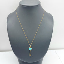 Load image into Gallery viewer, Ladies Yellow Gold 18ct (750,18K) Tiffany &amp; Co. Blue Enamel Heart Key Necklace
