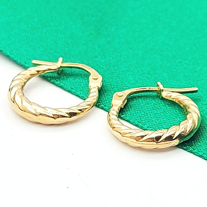 Ladies Italian Yellow Gold 9ct (375, 9K) Graduating Twisted Petite Hoops