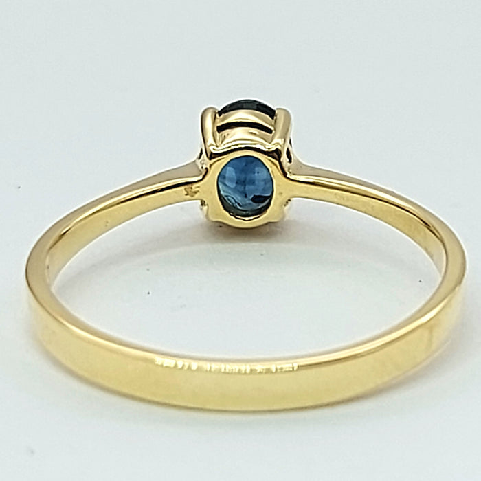 Ladies Yellow Gold 14ct (585,14k) Oval Natural Sapphire Birthstone Minimal Ring