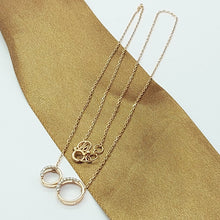 Load image into Gallery viewer, Ladies Rose Gold 14ct (585, 14K) Natural Diamonds 11pts Double Circles Necklace
