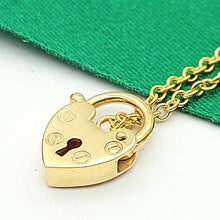 Load image into Gallery viewer, Children&#39;s Yellow Gold 9ct (375,9K) Screw Design Heart Padlock Chain Bracelet

