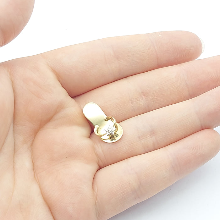Floral Sandal Diamond Chip Yellow Gold 9ct (375, 9K) High Quality Charm/Pendant