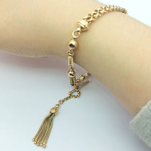 Load image into Gallery viewer, Antique Tassel &amp; T-Bar Rose Gold 9ct (375, 9K) Belcher &amp; Disco Bead Cut Bracelet
