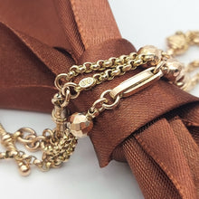 Load image into Gallery viewer, Antique Tassel &amp; T-Bar Rose Gold 9ct (375, 9K) Belcher &amp; Disco Bead Cut Bracelet
