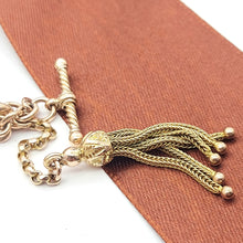 Load image into Gallery viewer, Antique Tassel &amp; T-Bar Rose Gold 9ct (375, 9K) Belcher &amp; Disco Bead Cut Bracelet
