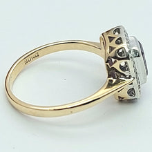 Load image into Gallery viewer, Ladies Two-Tone Gold 9ct (375,9K) Amethyst &amp; Diamonds 15pts Rectangle Ring
