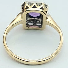 Load image into Gallery viewer, Ladies Two-Tone Gold 9ct (375,9K) Amethyst &amp; Diamonds 15pts Rectangle Ring
