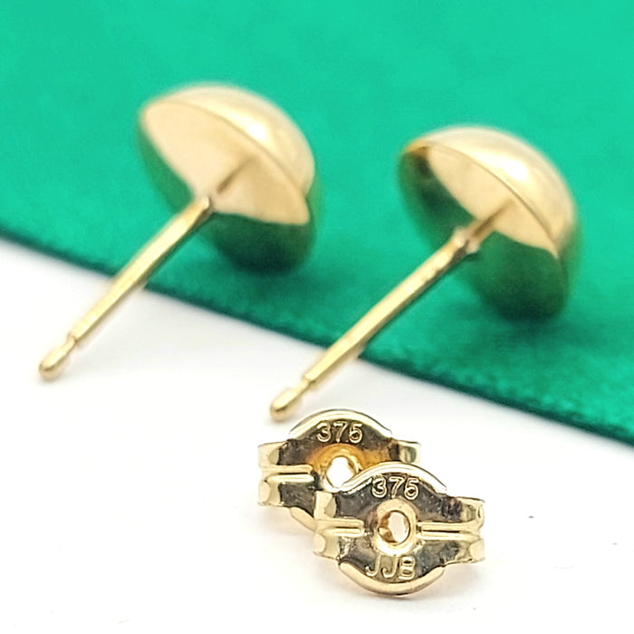 Ladies Yellow Gold 9ct (375, 9K) Round Half Ball Dome Stud Earrings